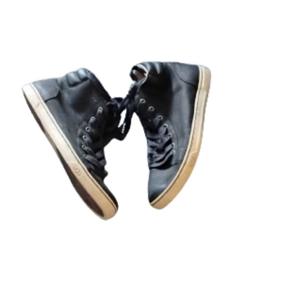 UGG Womens Gradie High Top Black Leather Sneakers Sz 8.5